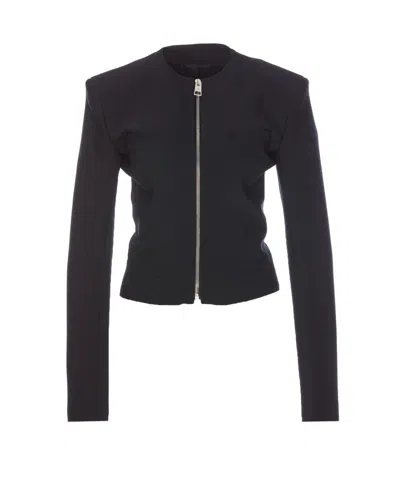 Attico Crewneck Crop Model Long Sleeves Jacket In Black
