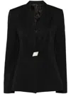 Attico Single-breasted Maxi-shoulders Blazer In Black