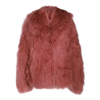 Attico The  Pink Viscose Fur Jacket In Vintage Rose