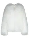 Attico Wide-sleeve Shearling Jacket In White
