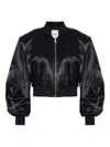 Attico Stylish Cropped Bomber Jacket With Long Sleeves In Black