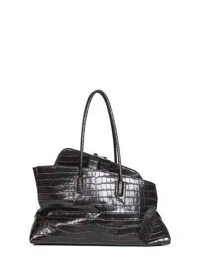 Attico Coffee "la Passeggiata Medium" Top Handle Bag In Brown