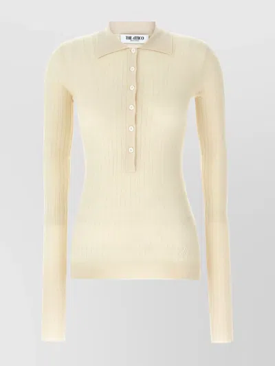 ATTICO COLLARED RIBBED KNIT SWEATER WITH LONG SLEEVES