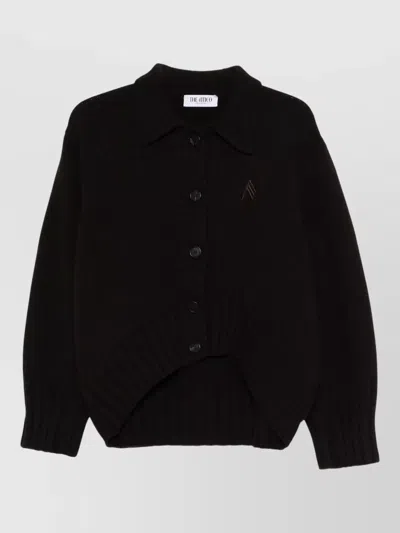 Attico Collared Shirt Long Sleeves Ribbed Hem In Black