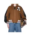 Attico Tan Wool Bomber Jacket In Multi