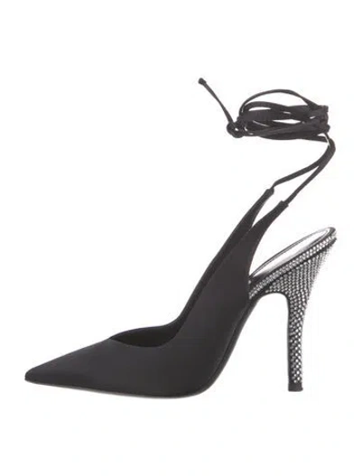 Pre-owned Attico Colorblock Pattern Slingback Pumps In Black