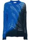Attico Colourblock Open-knit Jumper In Blue
