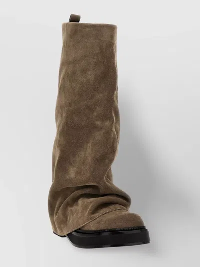 Attico 'combat' Boots With Pull Tab And Rubber Sole In Brown