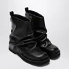 Attico 'mini Robin' Black Ankle Boots With Logo Plaque On The Rear And Pull-tab At The Heel