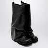 Attico Robin Black Boots With Square Toe And Logo Plaque On The Rear In Leather Woman In Multi