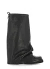 Attico 'robin' Black Boots With Square Toe And Logo Plaque On The Rear In Black