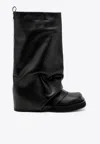 Attico Robin Black Boots With Square Toe And Logo Plaque On The Rear In Leather Woman In Black