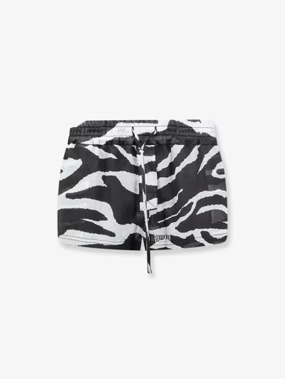 Attico Cotton Beach Shorts In Black