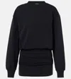 Attico Cotton-blend Fleece Sweatshirt Dress In Black