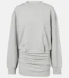 Attico Grey Crewneck Mini Dress With Logo Lettering On The Front And Tight Skirt In Gray