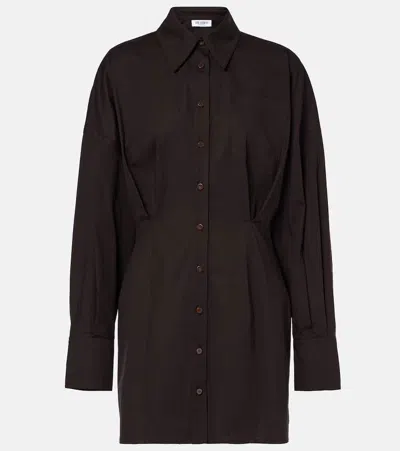Attico Cotton-blend Shirt Dress In Brown