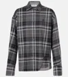 Attico Oversized Check Pattern Shirt With Bell Sleeves In Grey