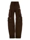 Attico Cotton Cargo Track Pants In Brown