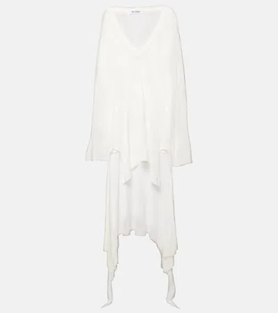 Attico Cotton Crochet Wrap Dress In White