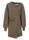 Attico Brown Off-shoulder Mini Dress With Logo Lettering On The Hem In Brown