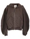 Attico Oversized Cotton Bomber Jacket With Hood In Brown