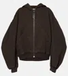 Attico Oversized Cotton Bomber Jacket With Hood In Brown