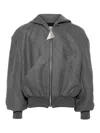 Attico The  Womens Grey Dropped-shoulder Relaxed-fit Wool-blend Bomber Jacket In Grey