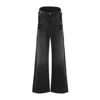 Attico Layered Waist Wide-leg Jeans In Black
