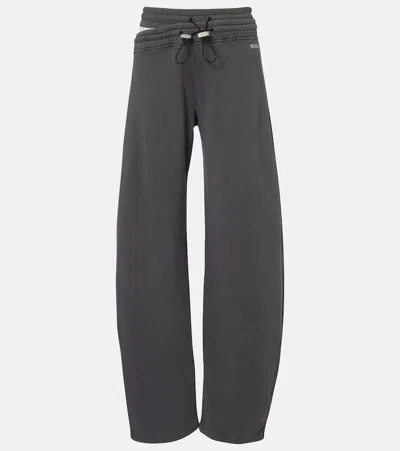 Attico Cotton Jersey Barrel-leg Sweatpants In Gray