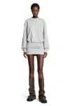 Attico Grey Crewneck Mini Dress With Logo Lettering On The Front And Tight Skirt In Gray