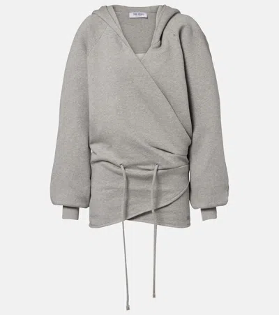 Attico Cotton Jersey Sweatshirt Dress In Gray