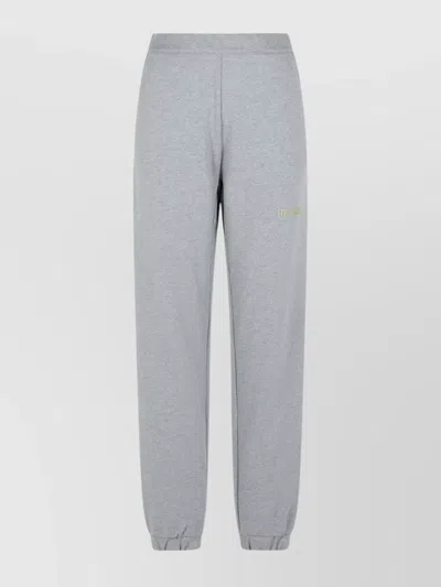 Attico Cotton Jogger Pants With Elastic Waistband And Cuffs In Gray
