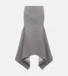 Attico Cotton Midi Skirt In Grey