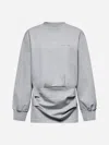 Attico Grey Crewneck Mini Dress With Logo Lettering On The Front And Tight Skirt In Gray