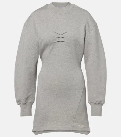 Attico Crew Neck Dress Long Sleeve Design In Gray