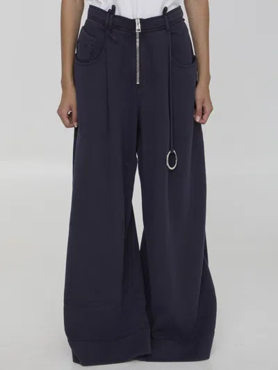 Attico High-rise Cotton Wide-leg Pants In Purple