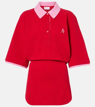Attico Cotton Polo Dress In Red