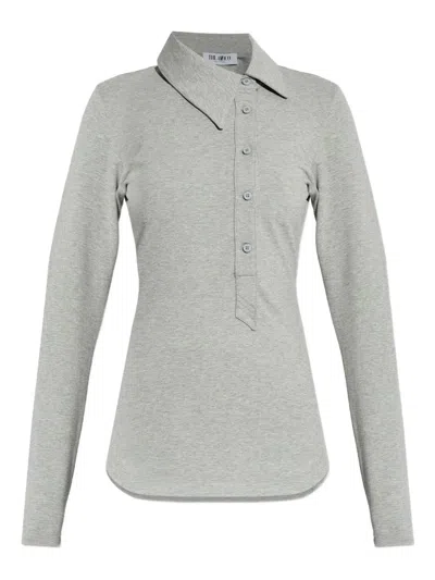Attico Cotton Polo Shirt In Gray