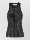 Attico Fitted Black Cotton Top With All-over Paillettes