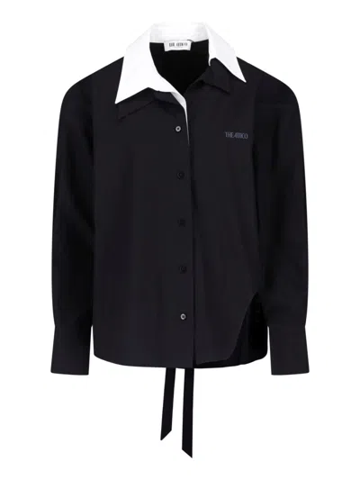 Attico Black Shirt With White Pointed Collar