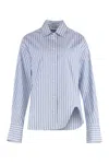 Attico Blue And White Striped Oversized Cotton Shirt In Light Blue