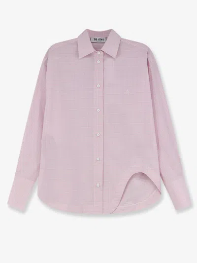 Attico Cotton Shirt With Front Embroidered Logo In Pink