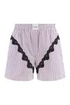 Attico Mini Striped Short Pants For Women In Prune