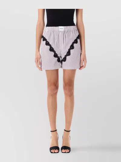 ATTICO COTTON STRIPED SHORTS LACE INSERTS
