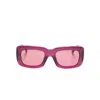 Attico Dark Pink Logo Rectangular Sunglasses