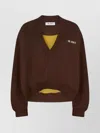 Attico Brown Cropped Sweatshirt With V Neck And Logo Lettering On The Front In Cotton Woman In Brown