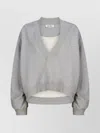 Attico Cotton Sweatshirt Logo Drop V-neck Ribbed In Gray