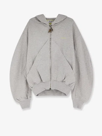 Attico Cotton Sweatshirt With Hood In Gray
