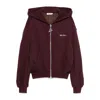 Attico Bordeaux Cropped Sweatshirt With Fixed Hood And Logo Lettering On The Front In Cotton Woman