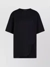 Attico Asymmetric Oversized Round Neck Short Sleeve Top In Black